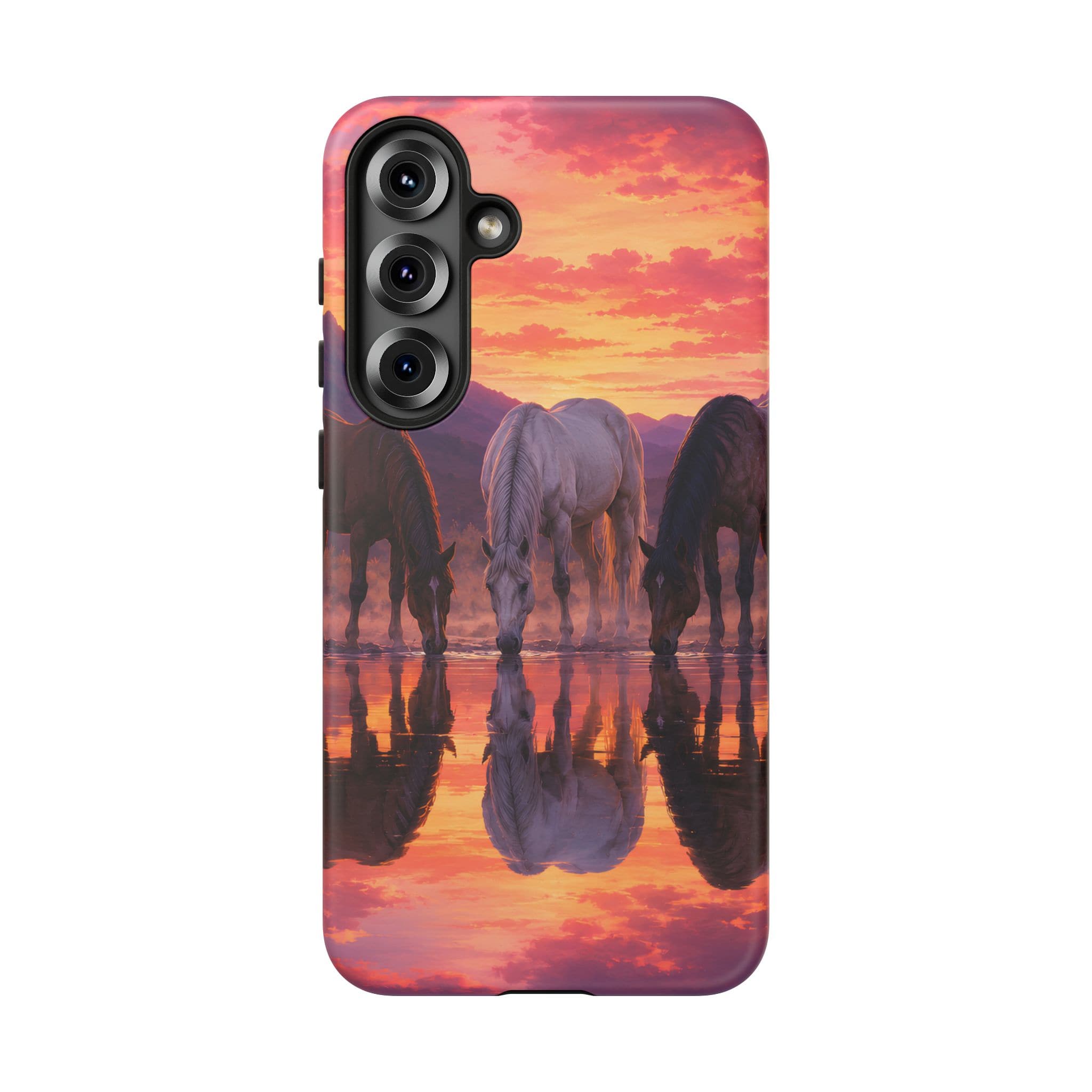 Horses at Sunset Reflection Phone Case