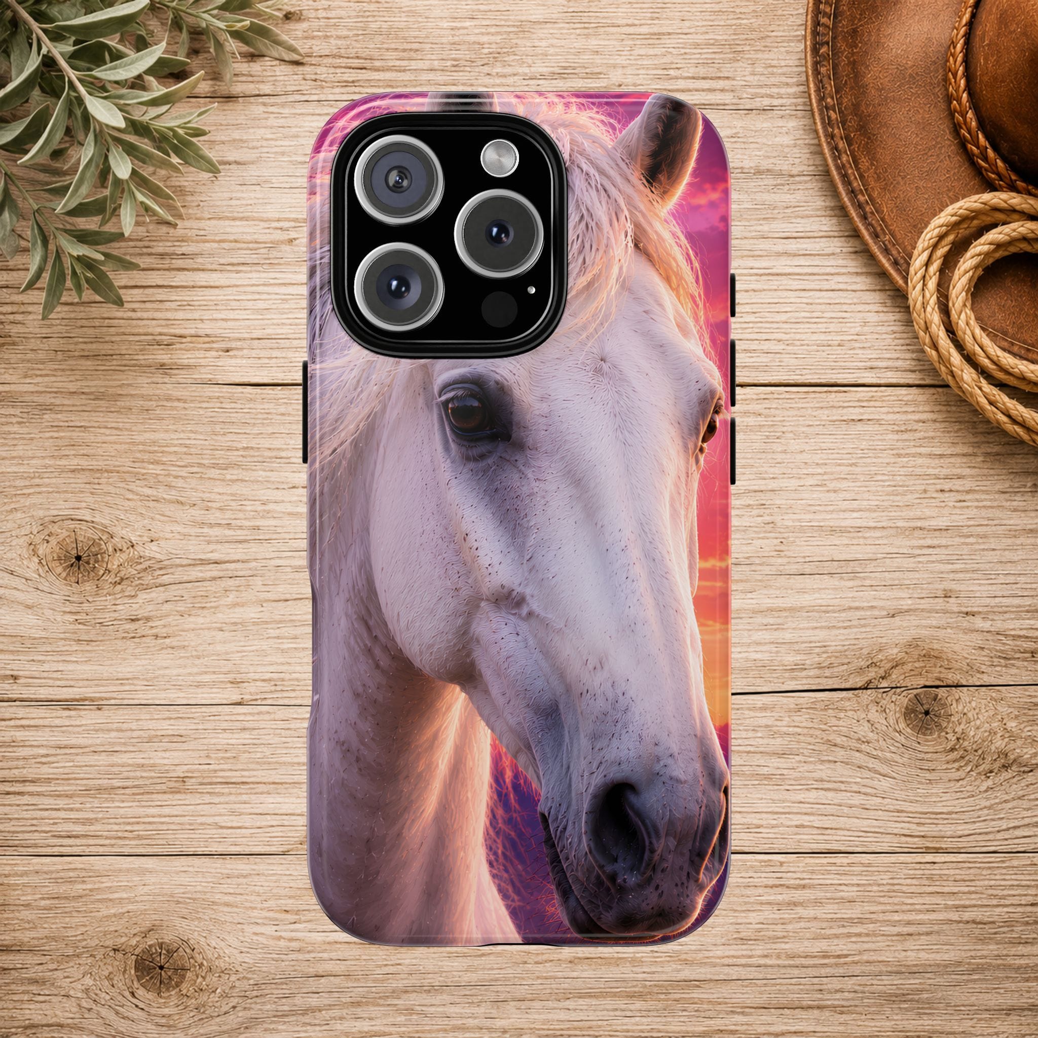 White Horse Sunset Phone Case