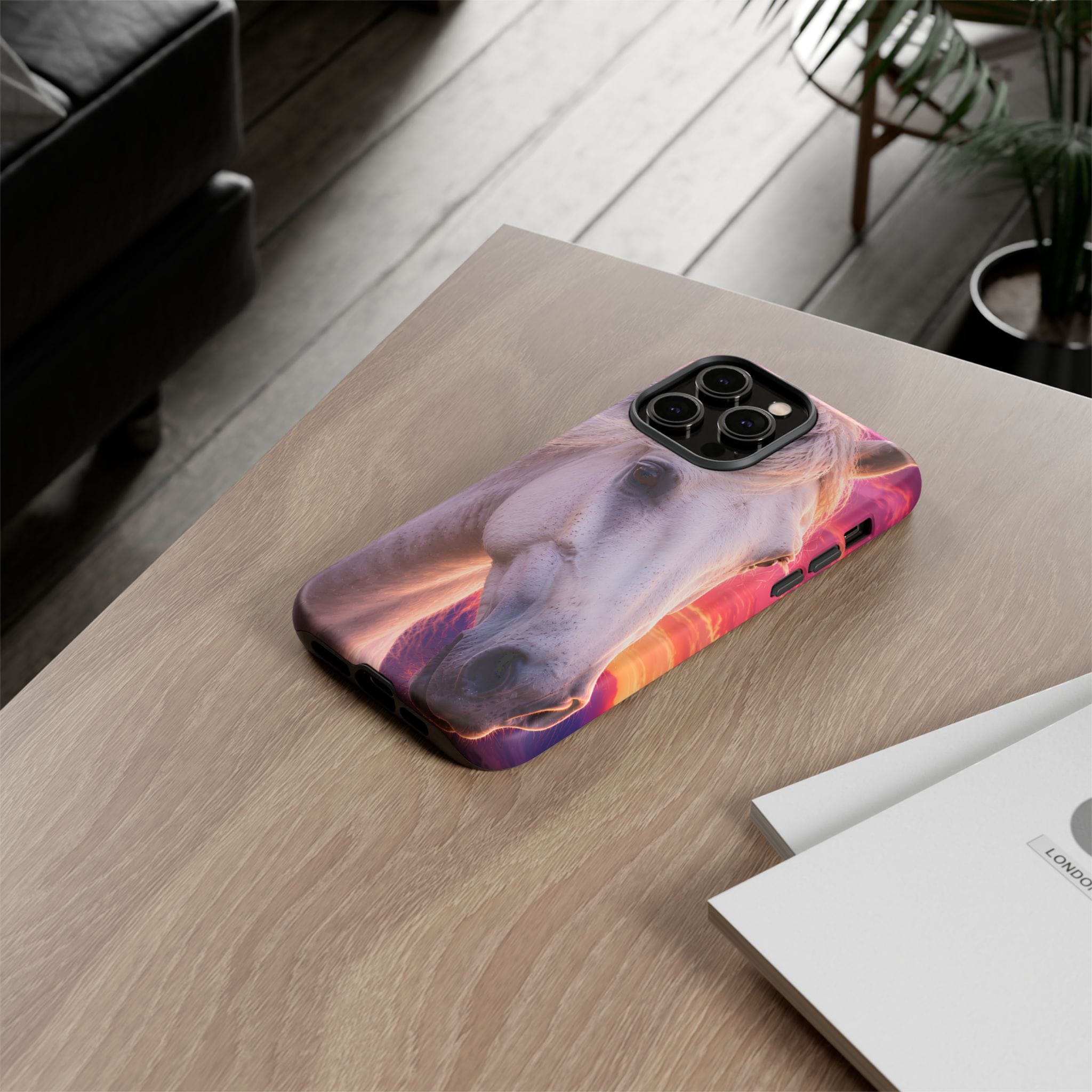 White Horse Sunset Phone Case