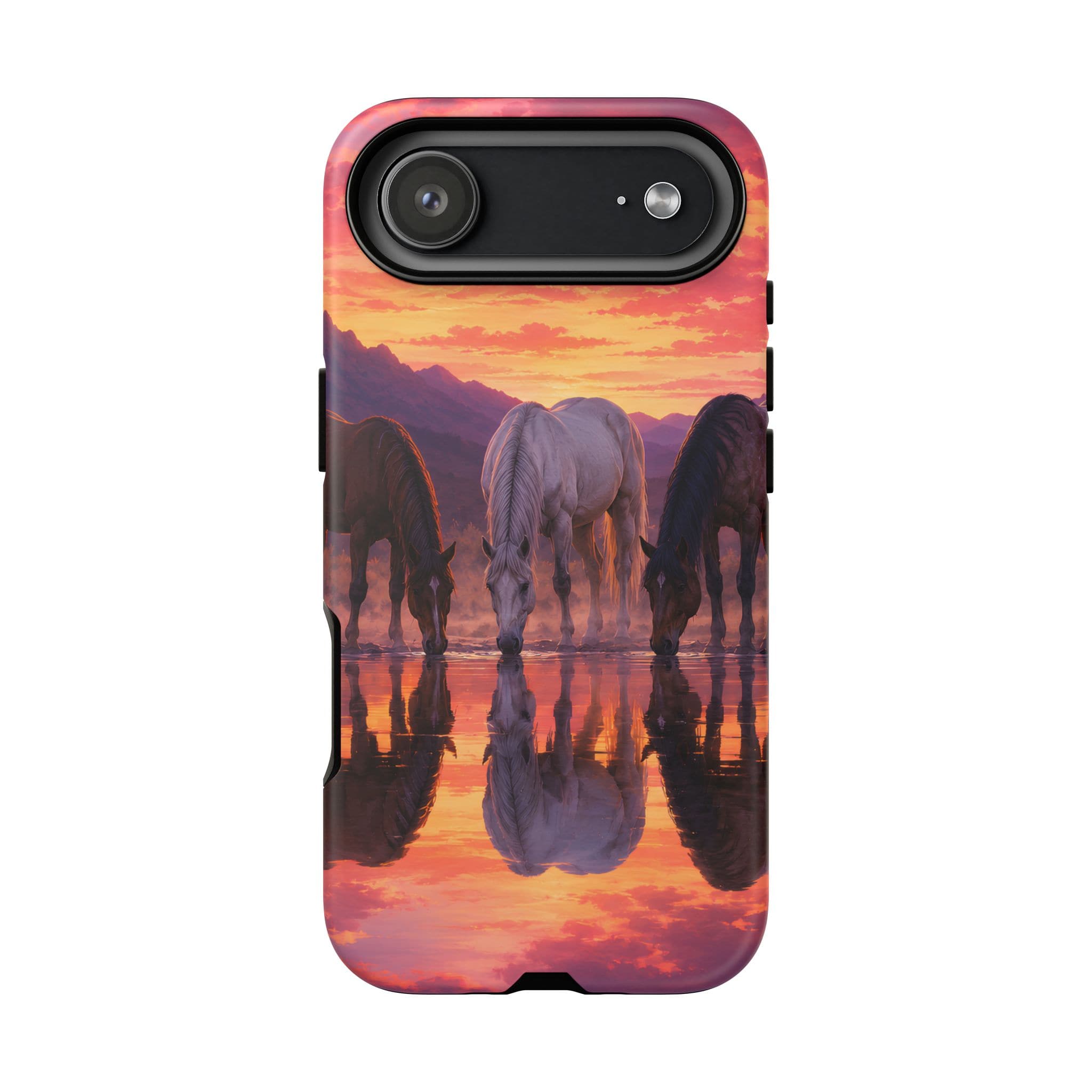 Horses at Sunset Reflection Phone Case