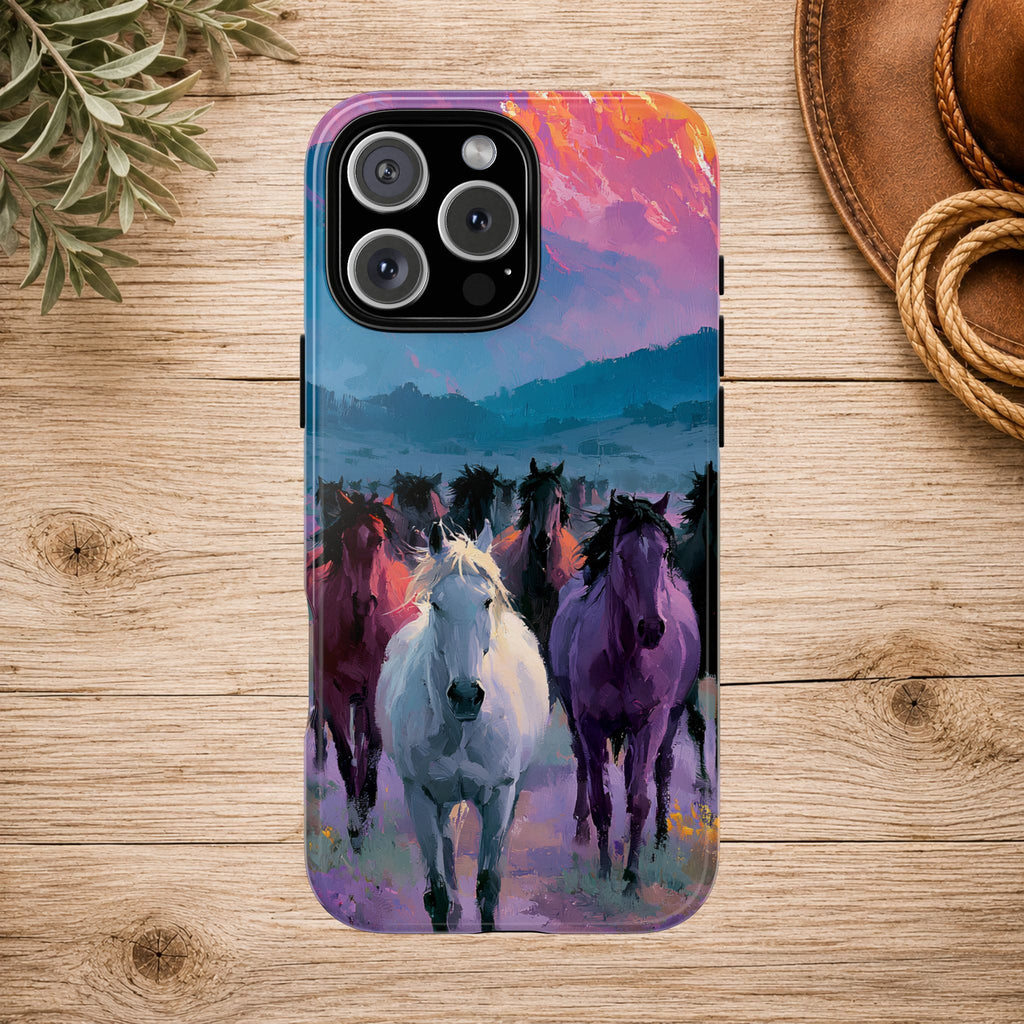 Wild Horses Sunset Mountain Phone Case