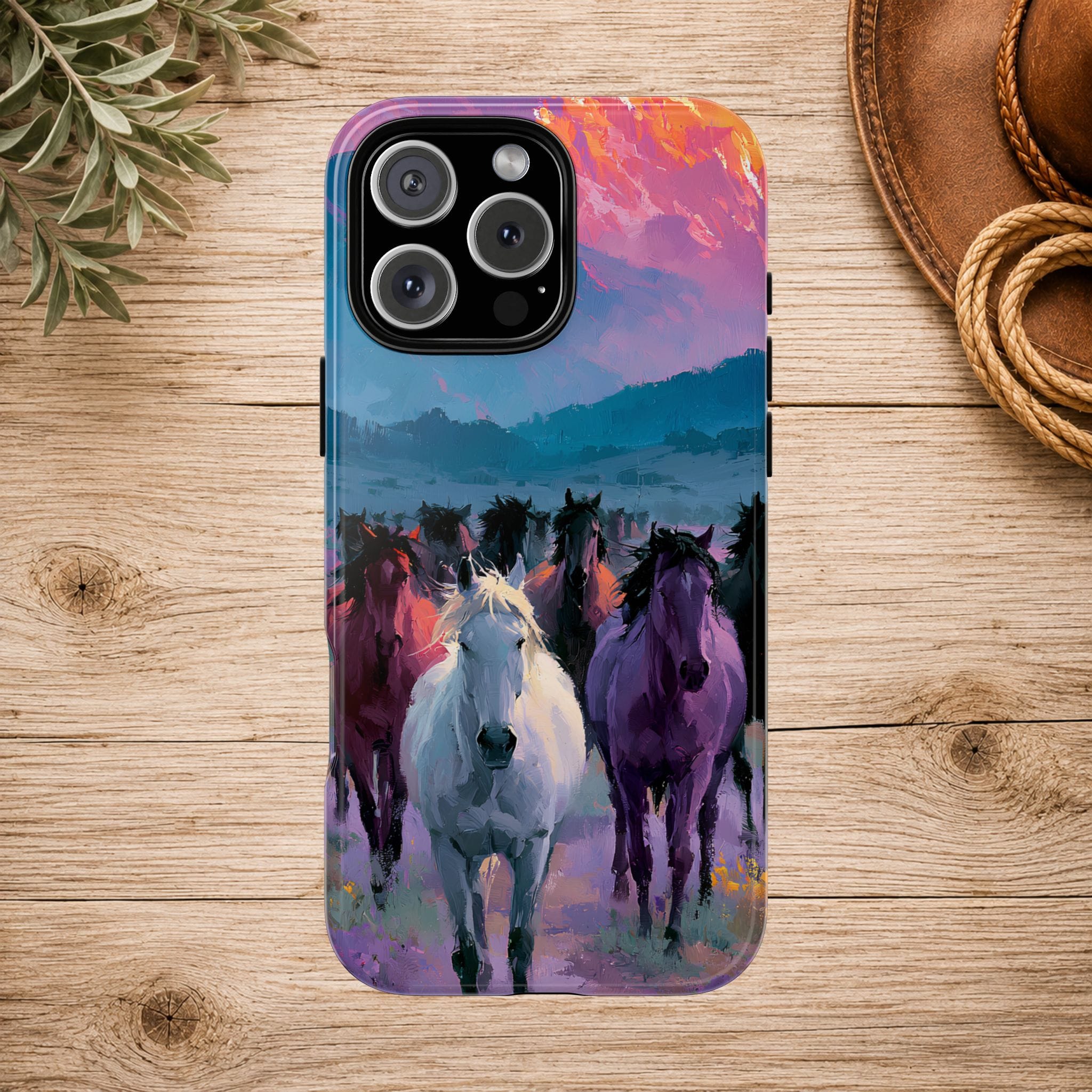 Wild Horses Sunset Mountain Phone Case