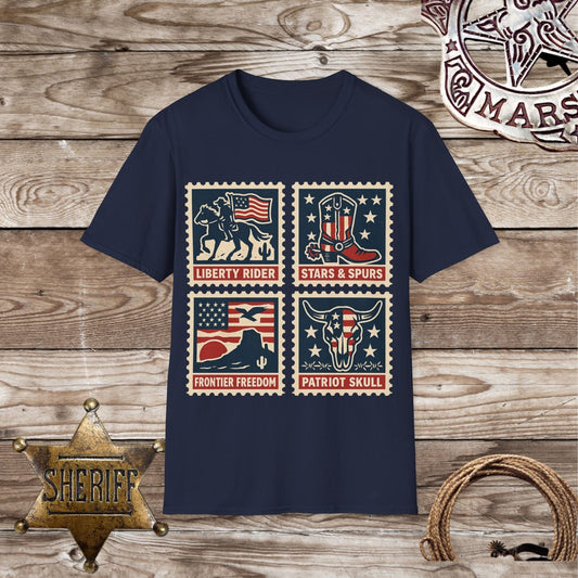 Patriotic Stamped Western Graphic T-Shirt