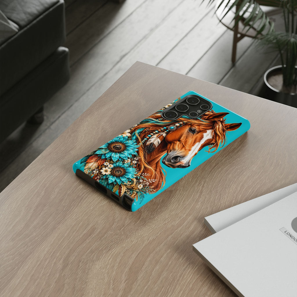 Turquoise Sunflower Horse Phone Case