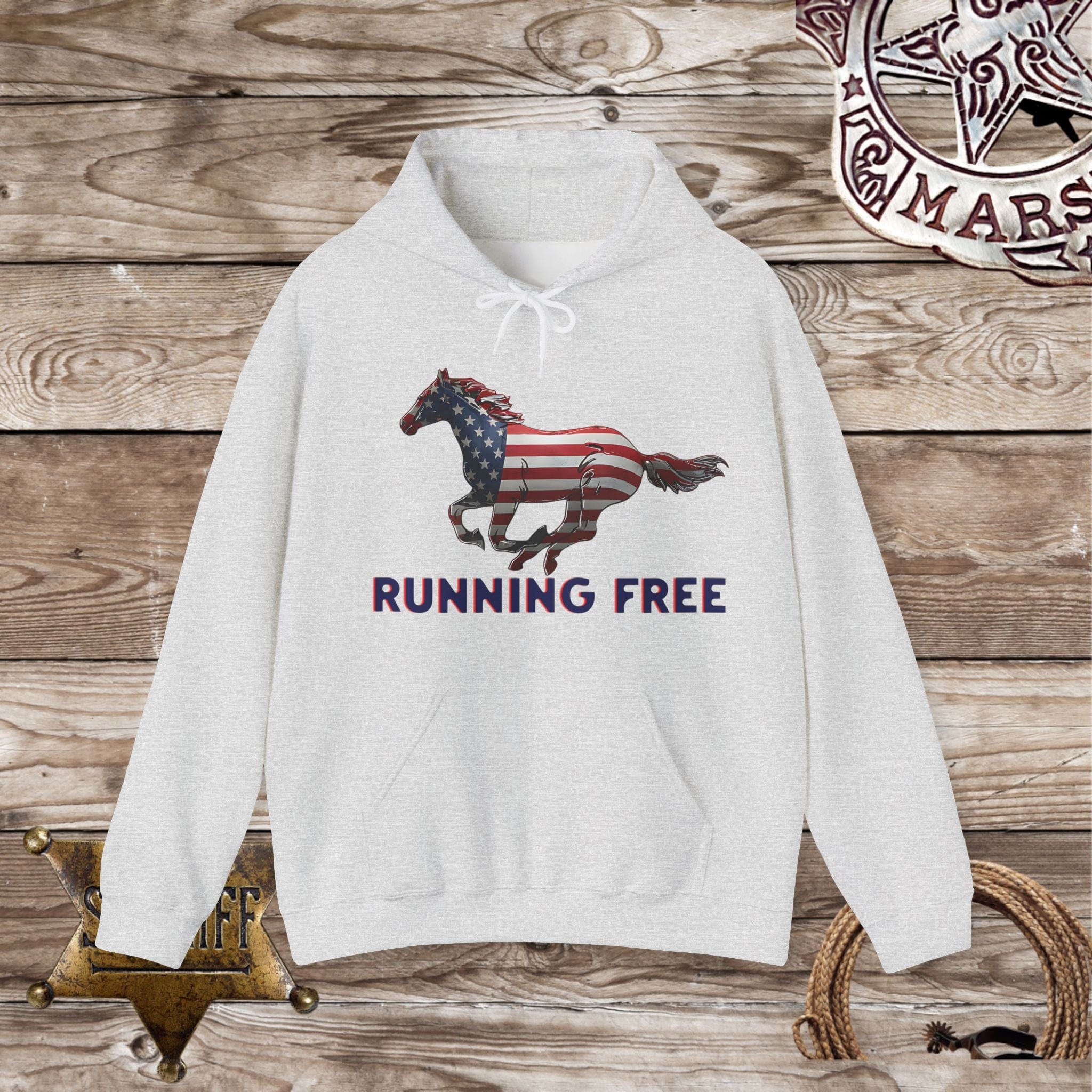Patriotic Horse Hoodie - Running Free,