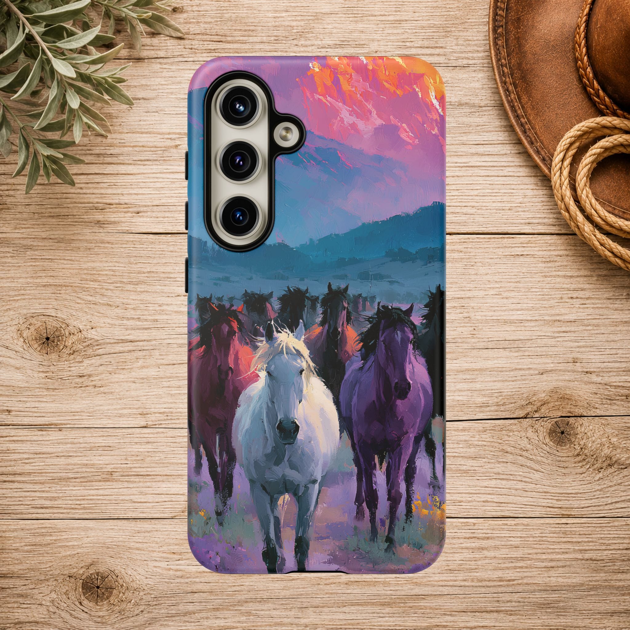 Wild Horses Sunset Mountain Phone Case