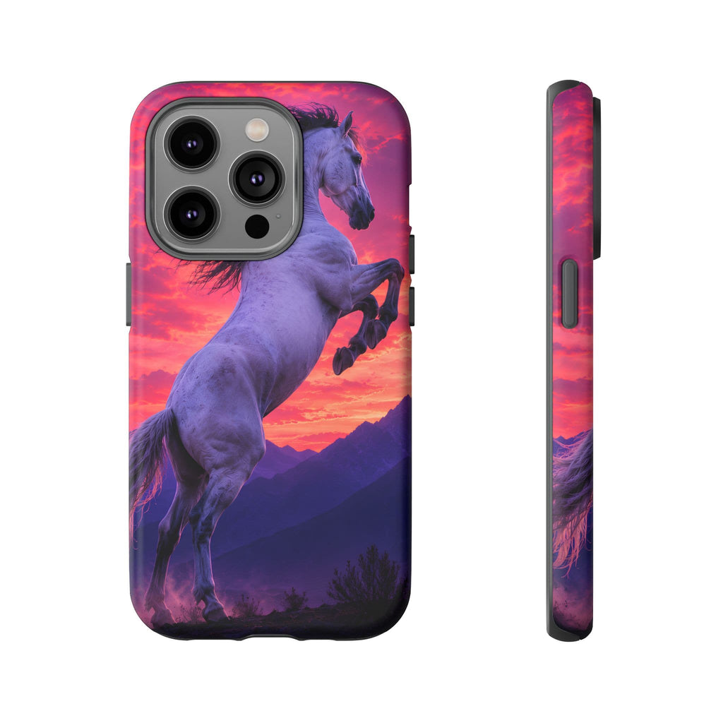 Rearing White Horse Sunset Phone Case
