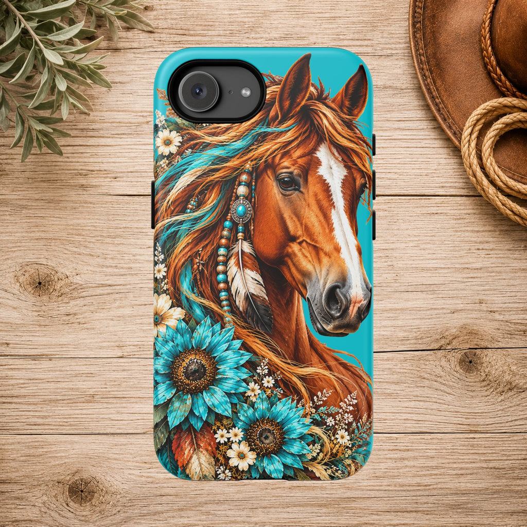 Turquoise Sunflower Horse Phone Case