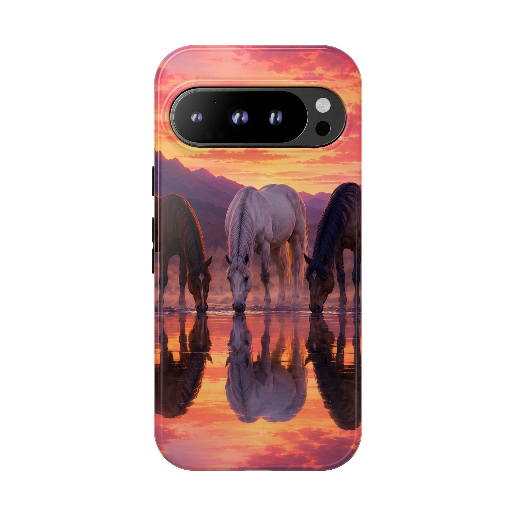 Horses at Sunset Reflection Phone Case