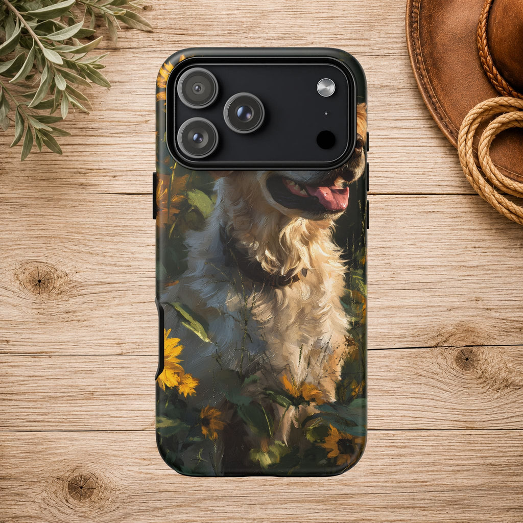 Golden Retriever Sunflower Phone Case