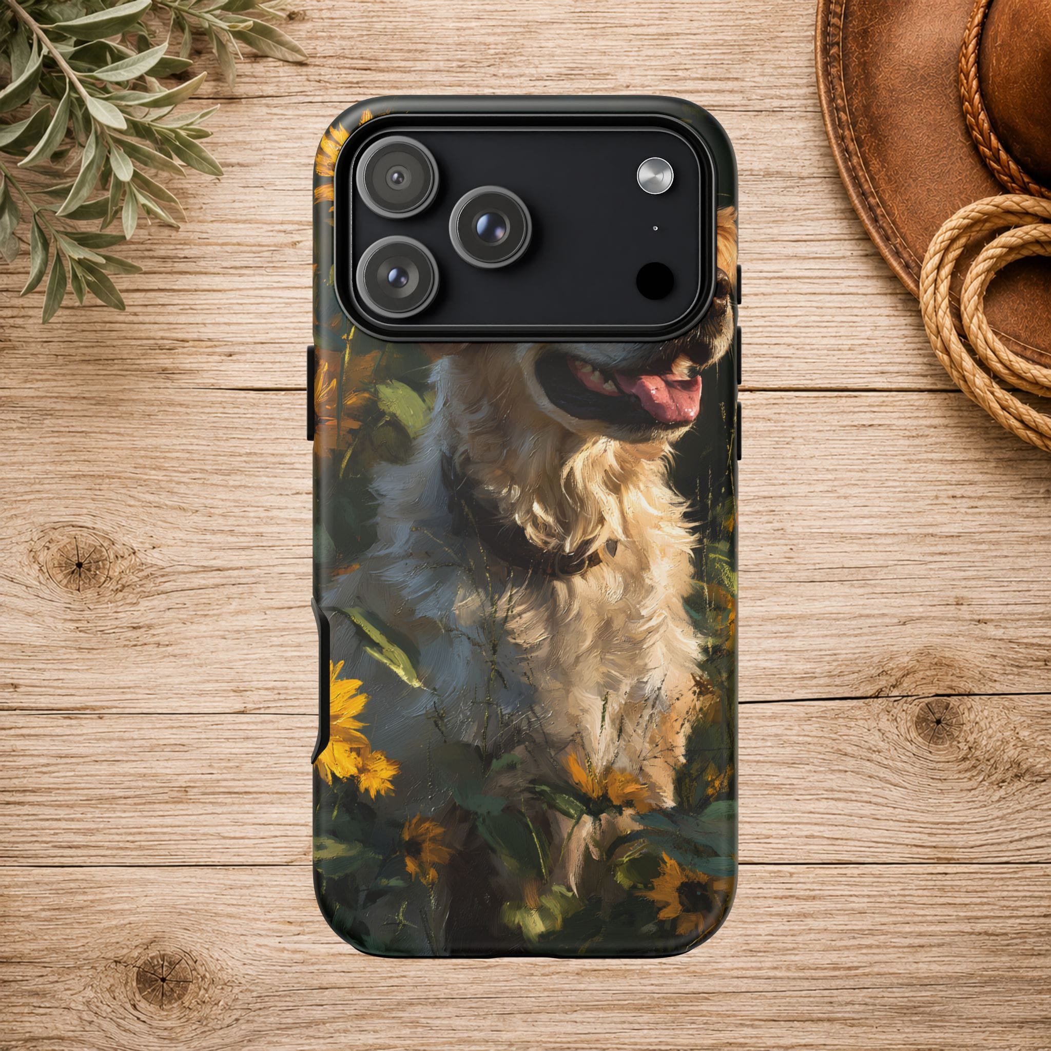 Golden Retriever Sunflower Phone Case