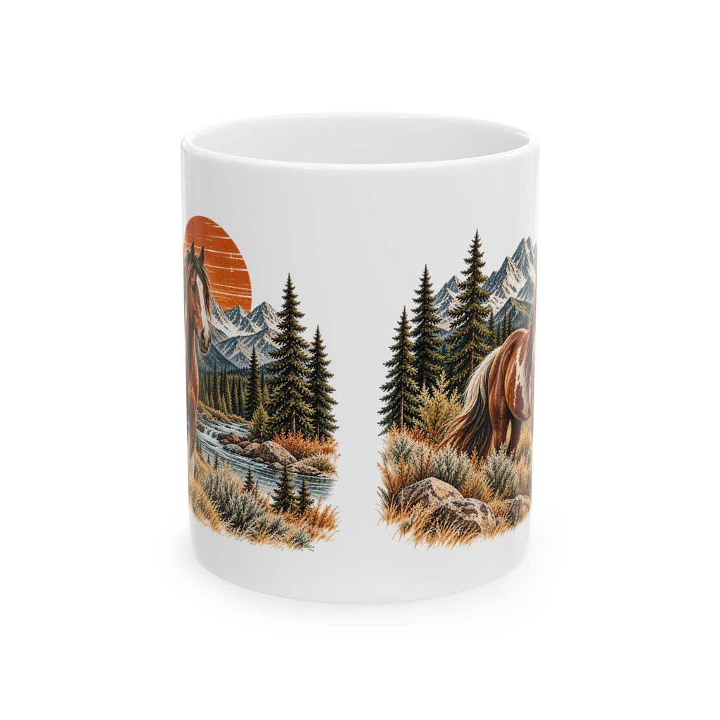 Horse Coffee Mug, Western Horse Mug, Mountain Horse Gift, Rustic Ranch Mug, Horse Lover Gift, 11 oz