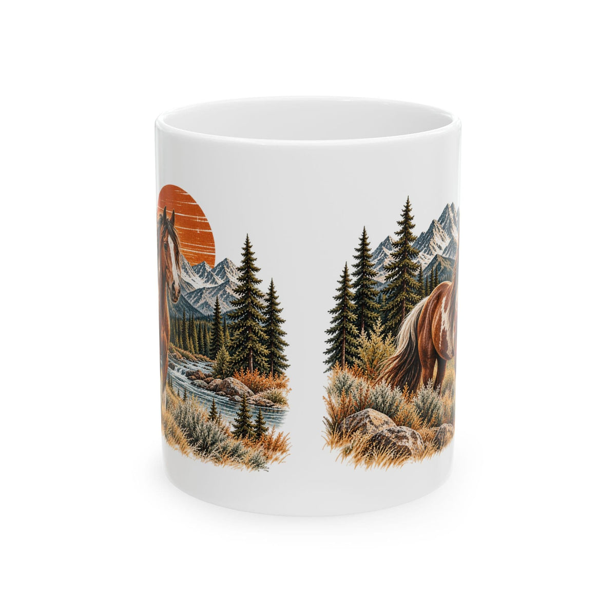 Horse Coffee Mug, Western Horse Mug, Mountain Horse Gift, Rustic Ranch Mug, Horse Lover Gift, 11 oz