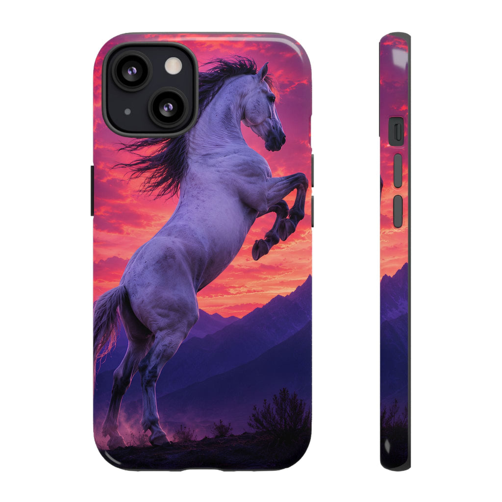 Rearing White Horse Sunset Phone Case
