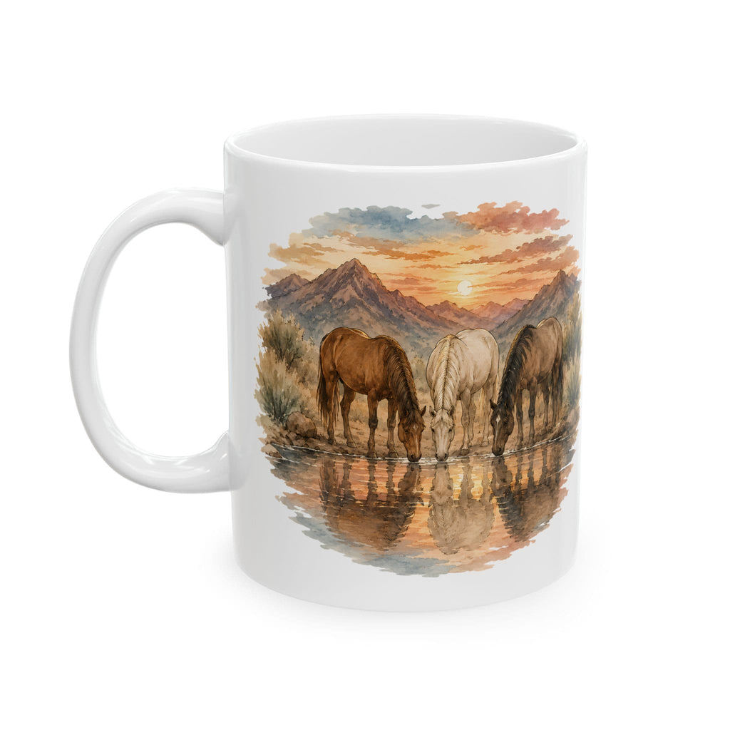 Watercolor Horses at Sunset Coffee Mug
