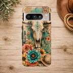 Turquoise Floral Longhorn Western Phone Case