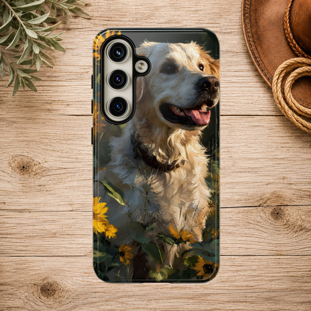 Golden Retriever Sunflower Phone Case