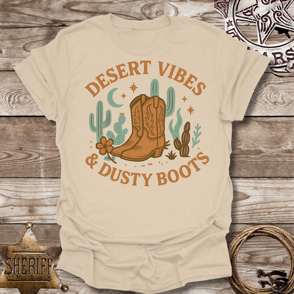 Boho Desert Vibes with Dusty Boots-T-Shirt