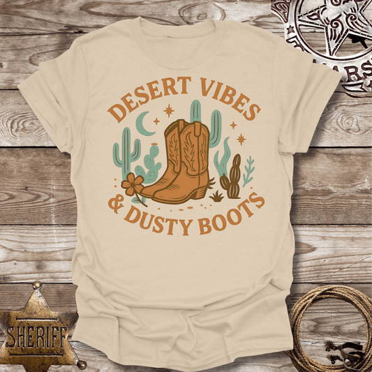 Boho Desert Vibes with Dusty Boots-T-Shirt