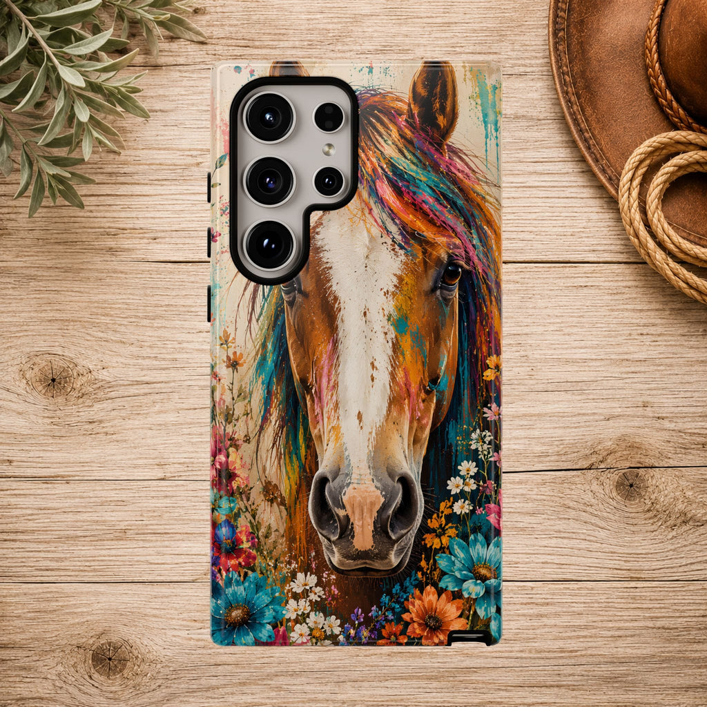 Boho Wildflower Horse Phone Case