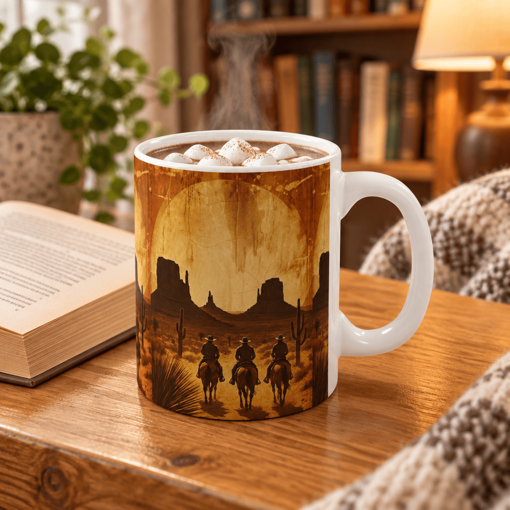 Three Cowboys Desert Sunset Coffee Mug