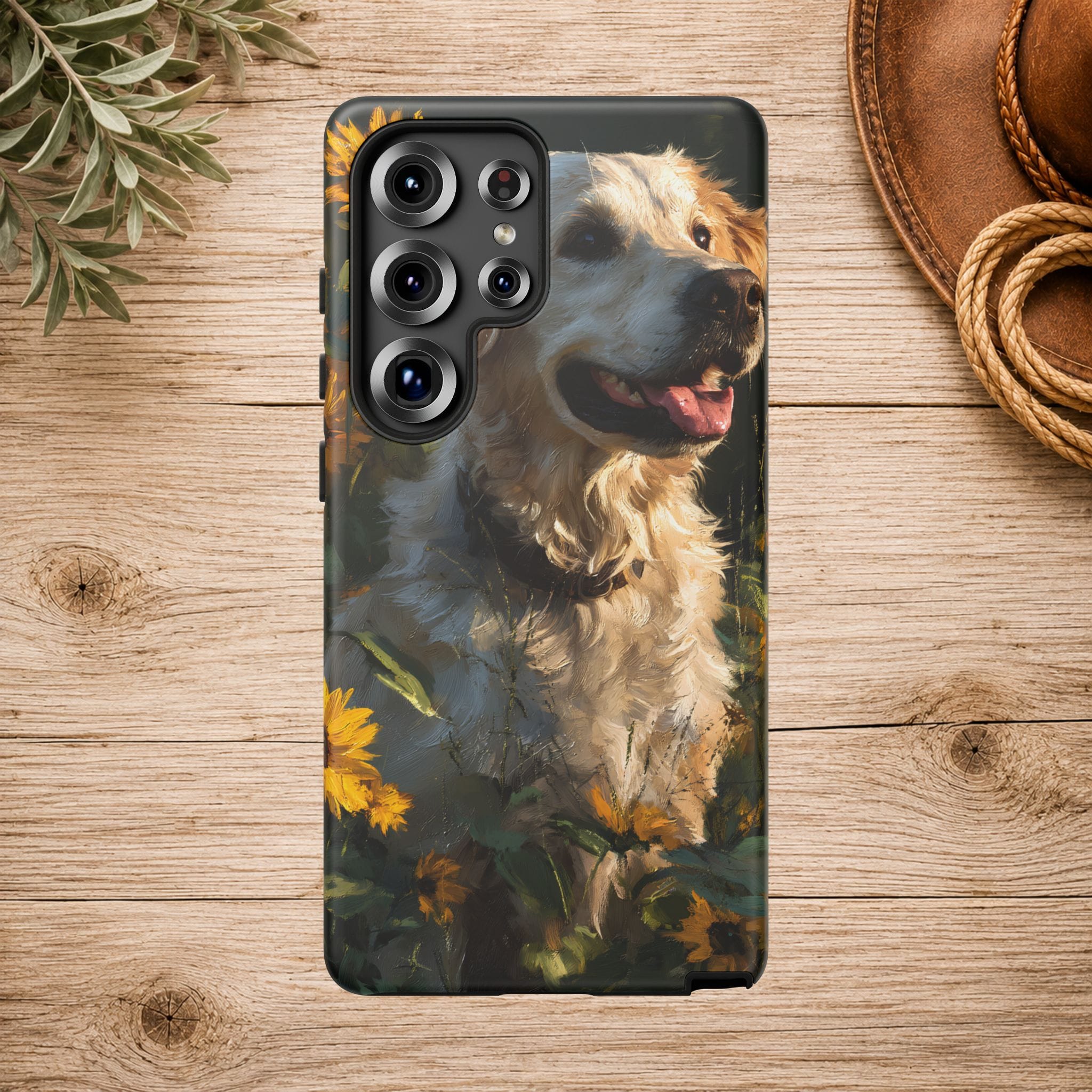 Golden Retriever Sunflower Phone Case
