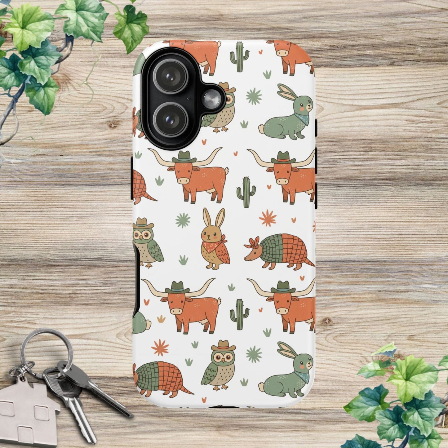 Cute Armadillo, Longhorn, Owl & Bunny Pattern-Phone Case