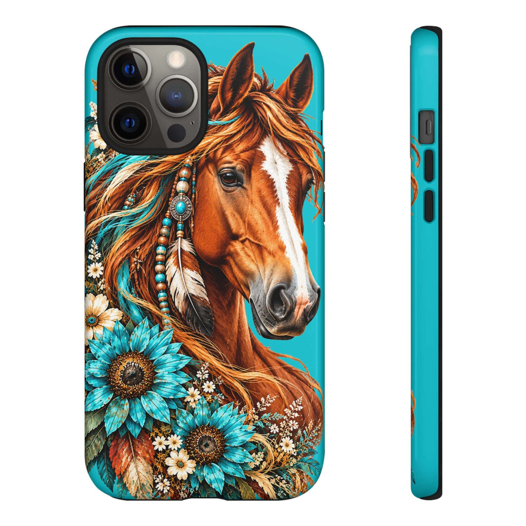 Turquoise Sunflower Horse Phone Case