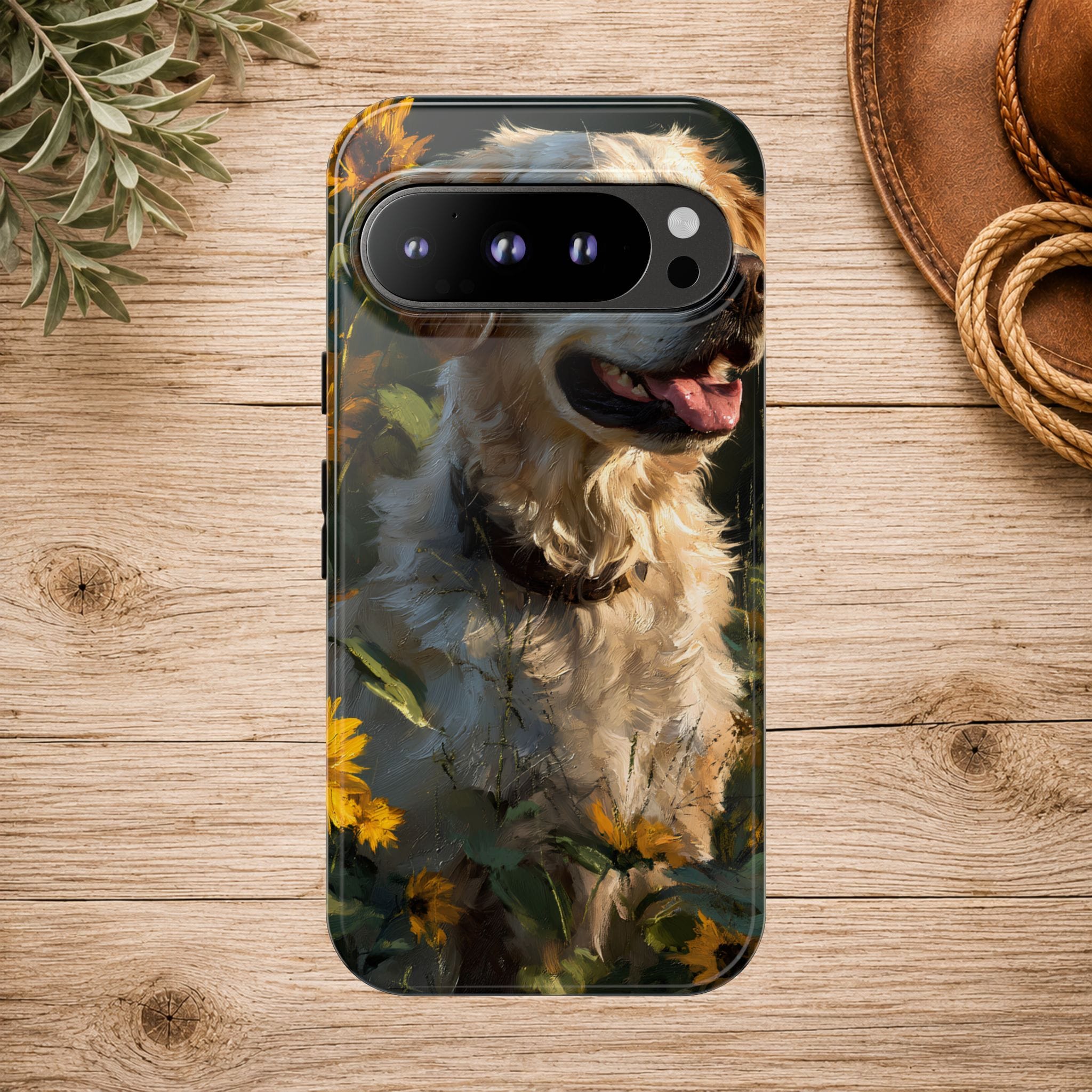 Golden Retriever Sunflower Phone Case