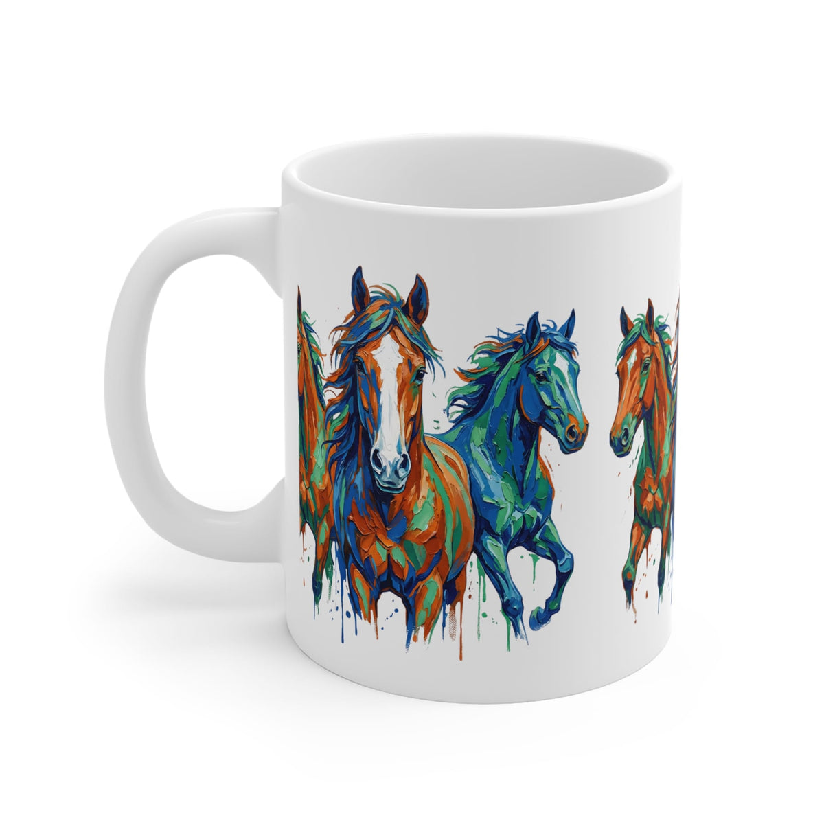 Painted Wild Horses Drip Art Coffee Mug