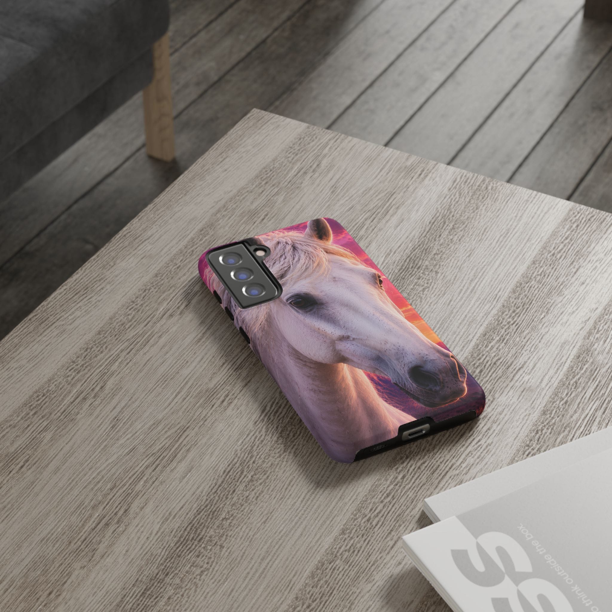 White Horse Sunset Phone Case