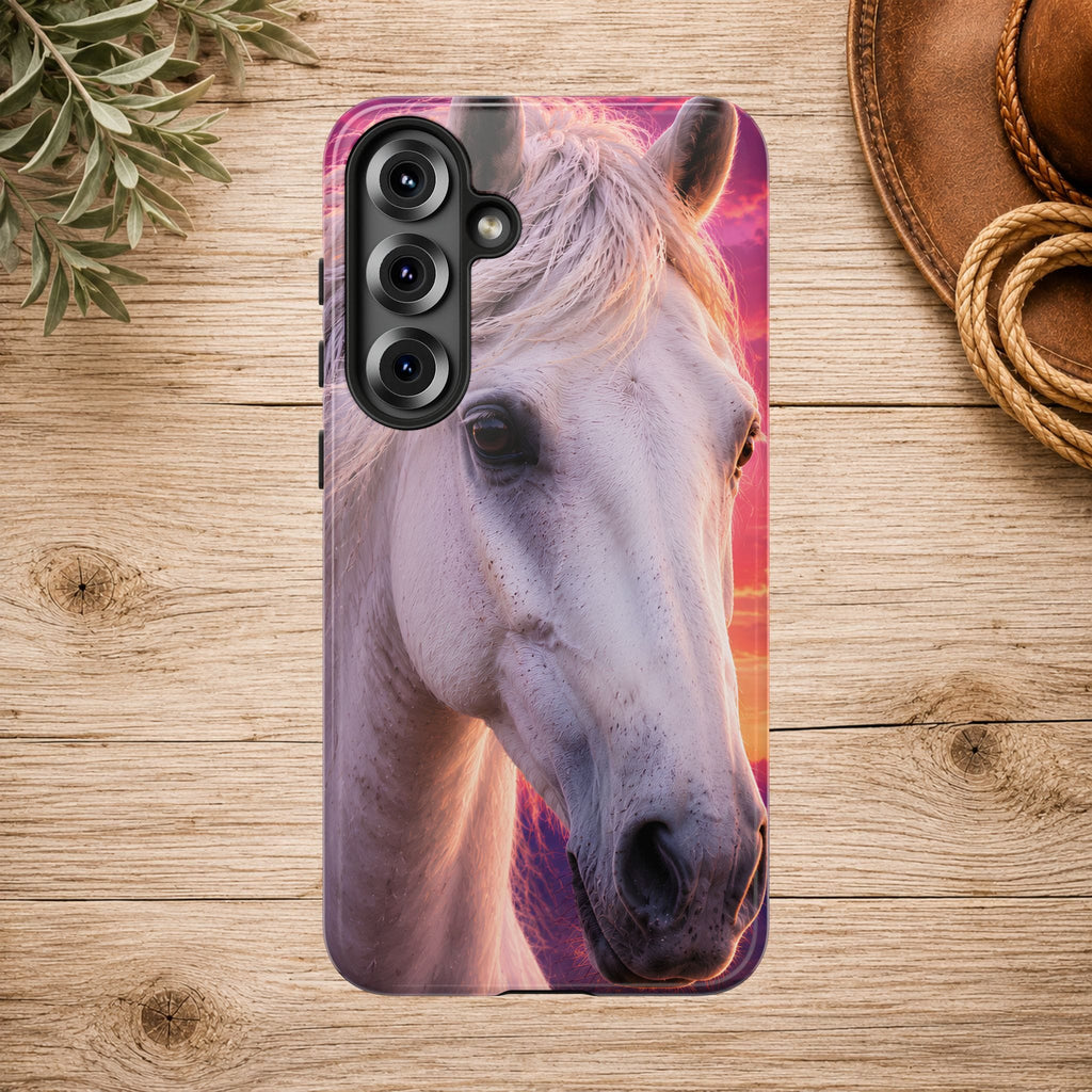 White Horse Sunset Phone Case