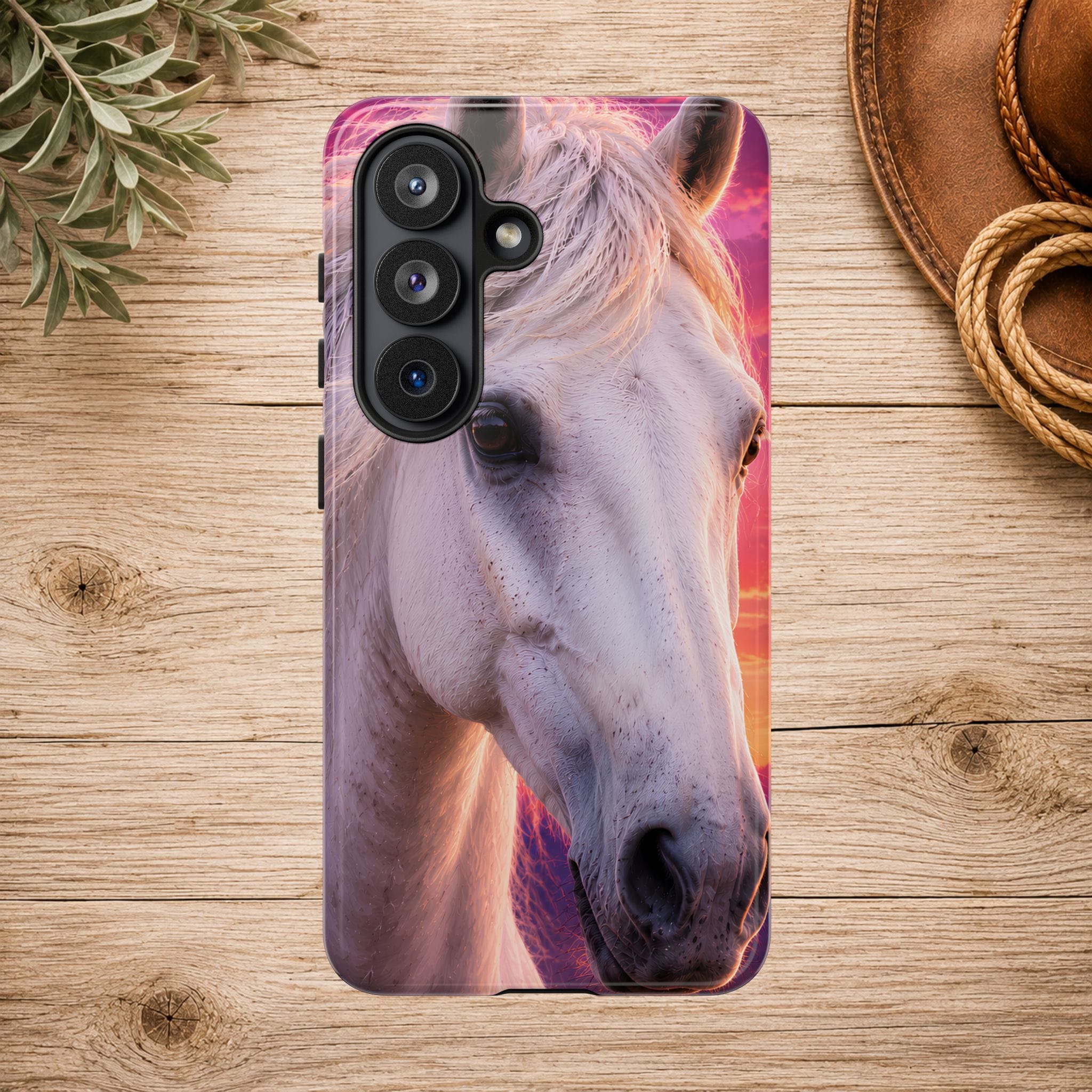 White Horse Sunset Phone Case