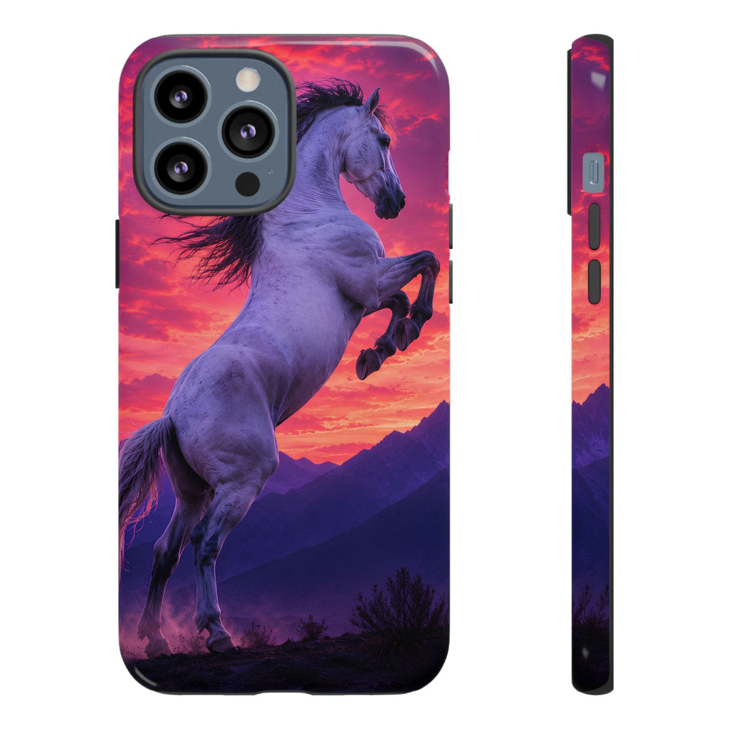 Rearing White Horse Sunset Phone Case