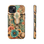 Turquoise Floral Longhorn Western Phone Case