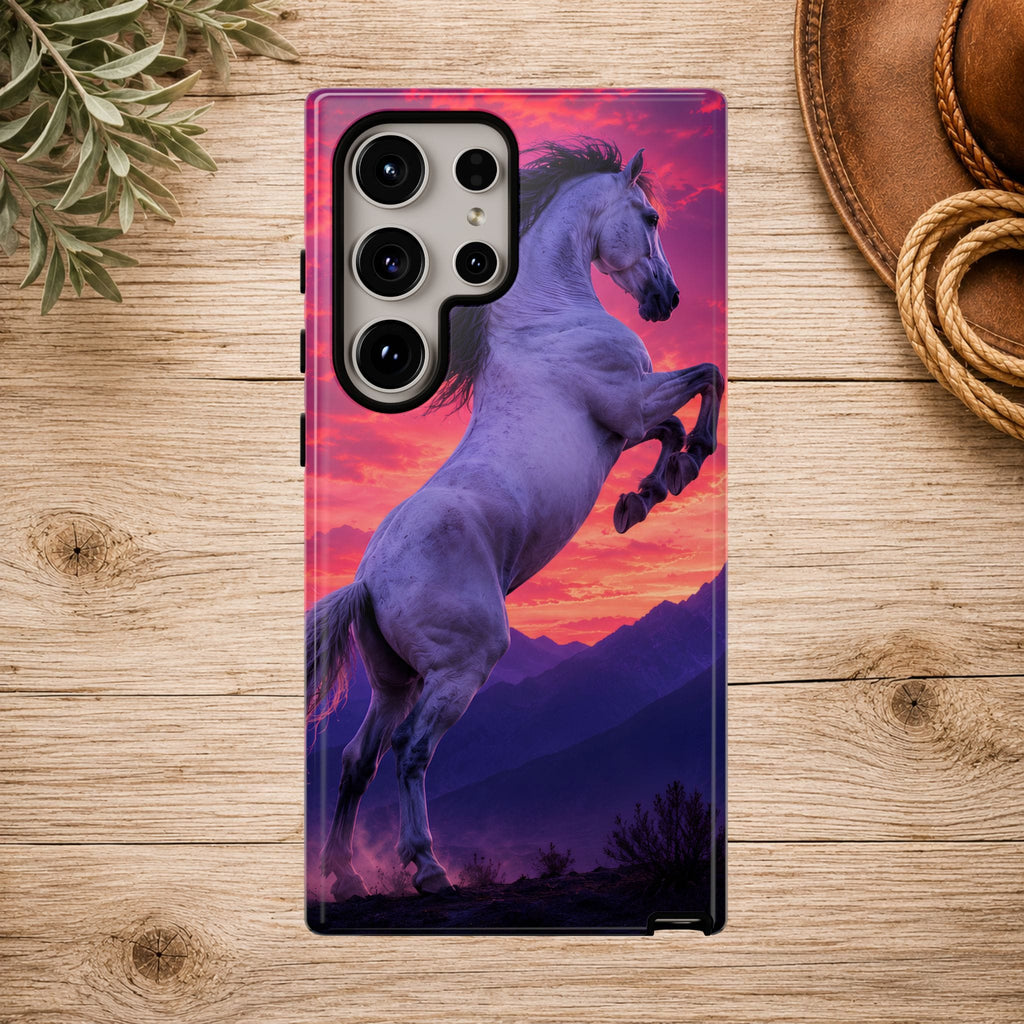 Rearing White Horse Sunset Phone Case