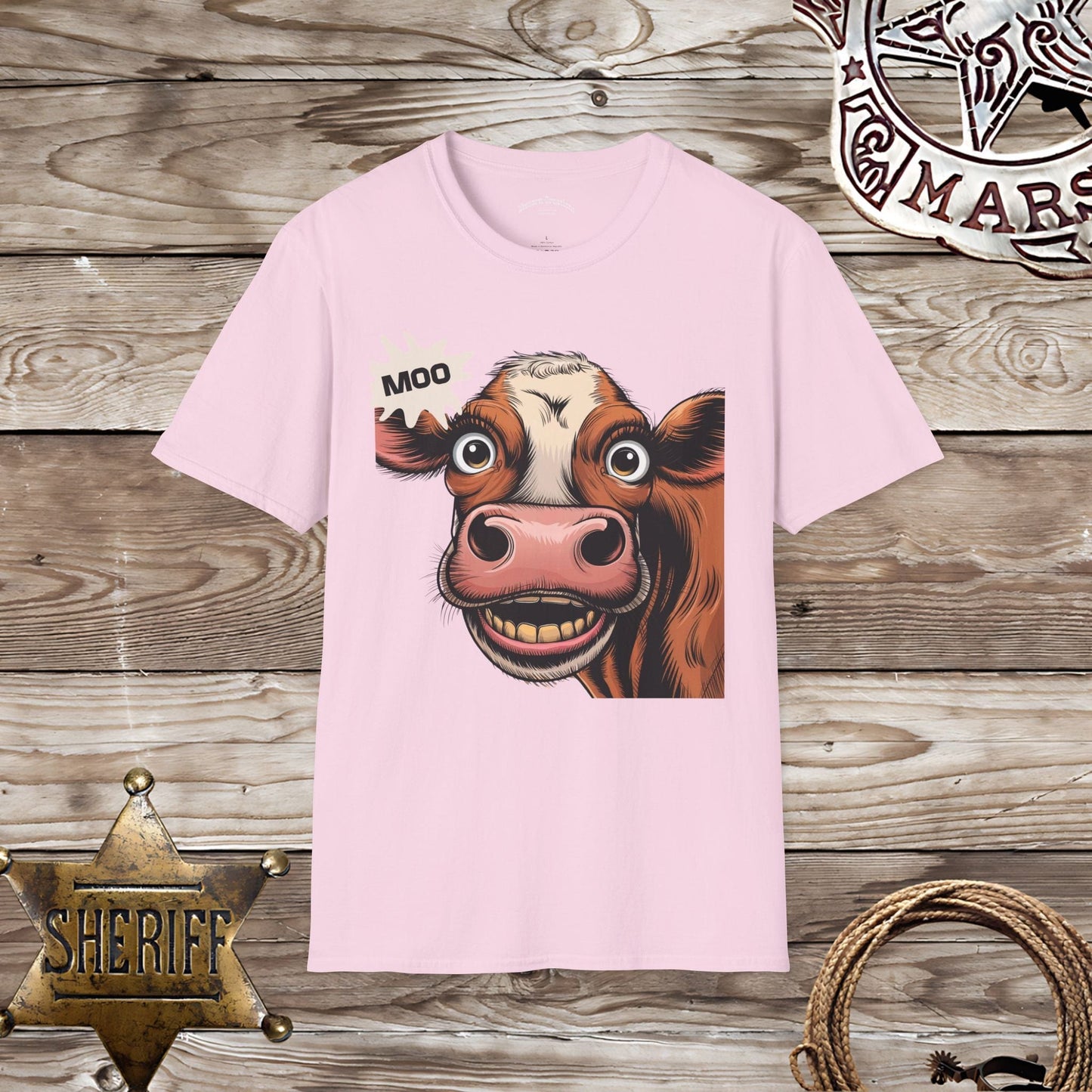 Softstyle Uniex T-Shirt- Moo says the Cow