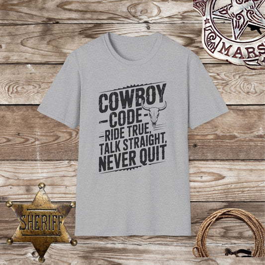 Softstyle Unisex T-Shirt – Ride True, Talk Straight, Never Quit