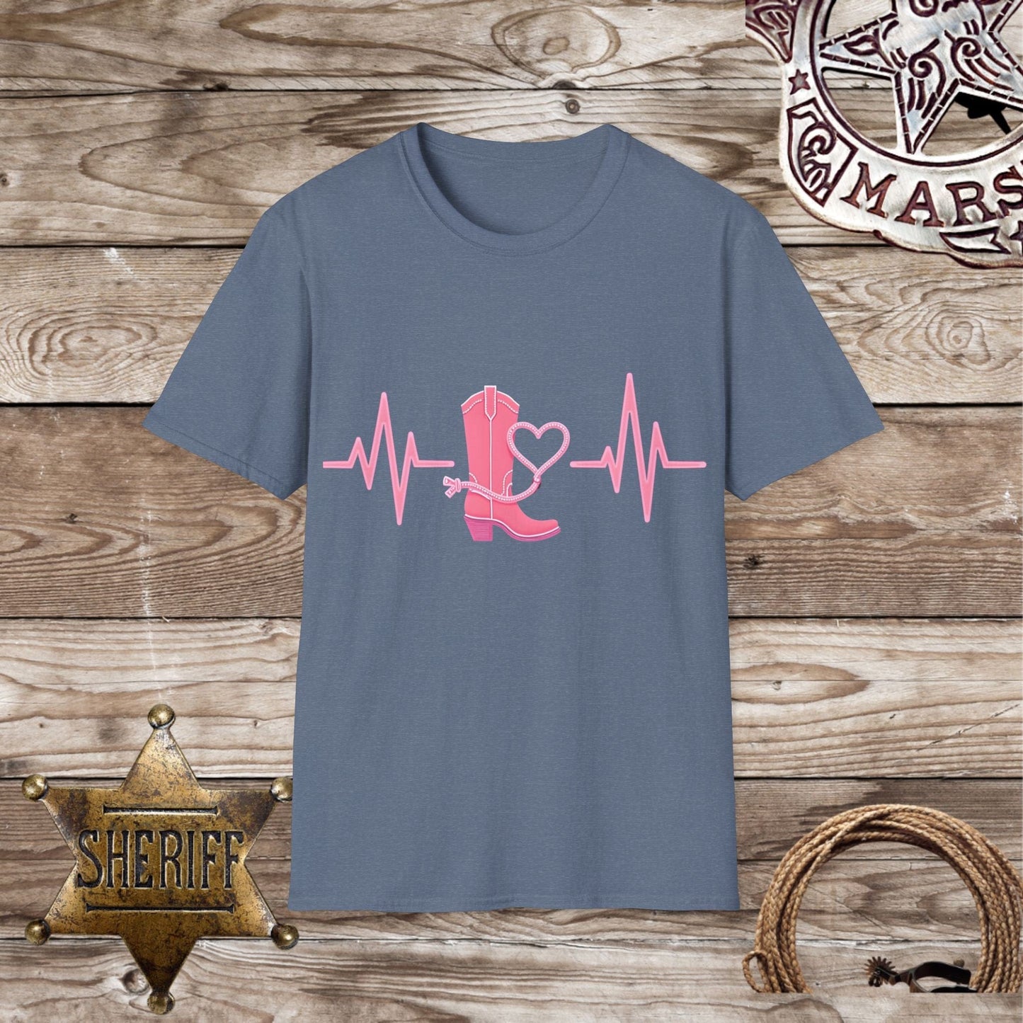 Softstyle Unisex T-Shirt - Heartbeats & Cowboy Boots