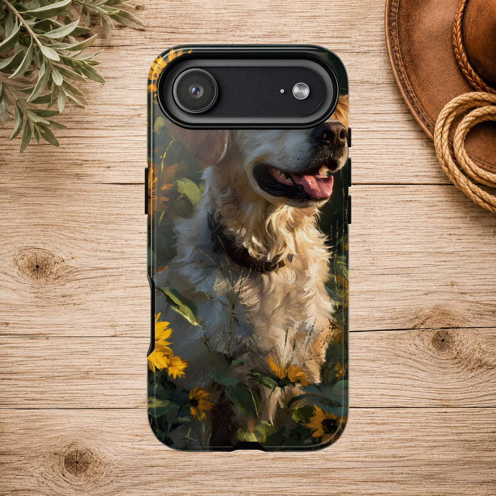Golden Retriever Sunflower Phone Case