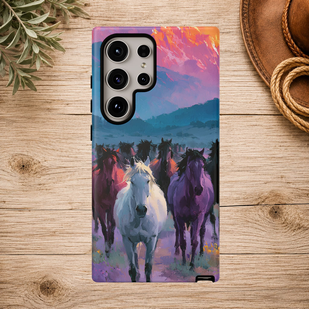 Wild Horses Sunset Mountain Phone Case