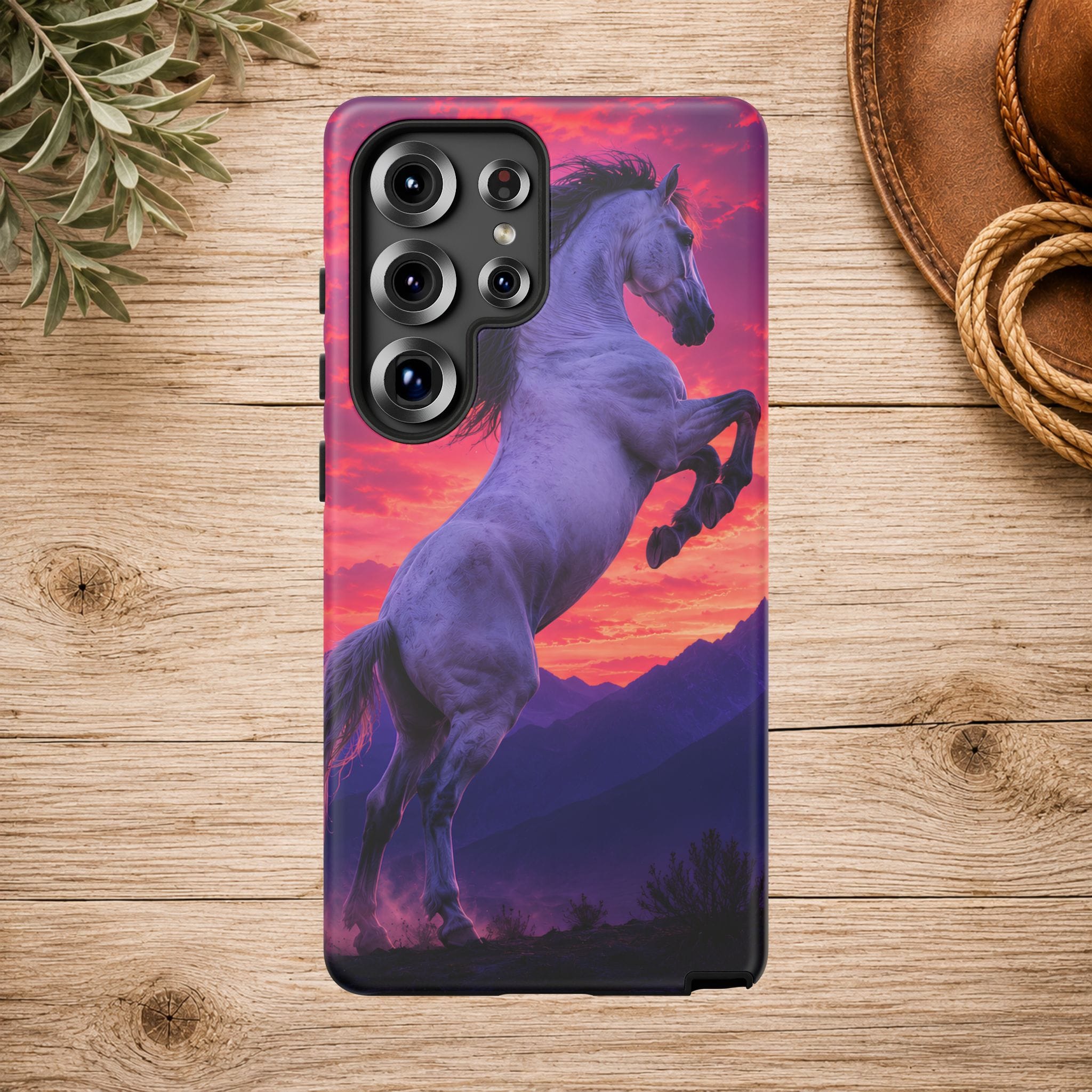 Rearing White Horse Sunset Phone Case