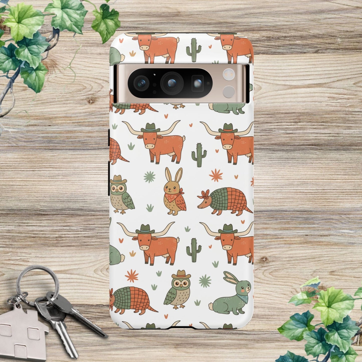 Cute Armadillo, Longhorn, Owl & Bunny Pattern-Phone Case