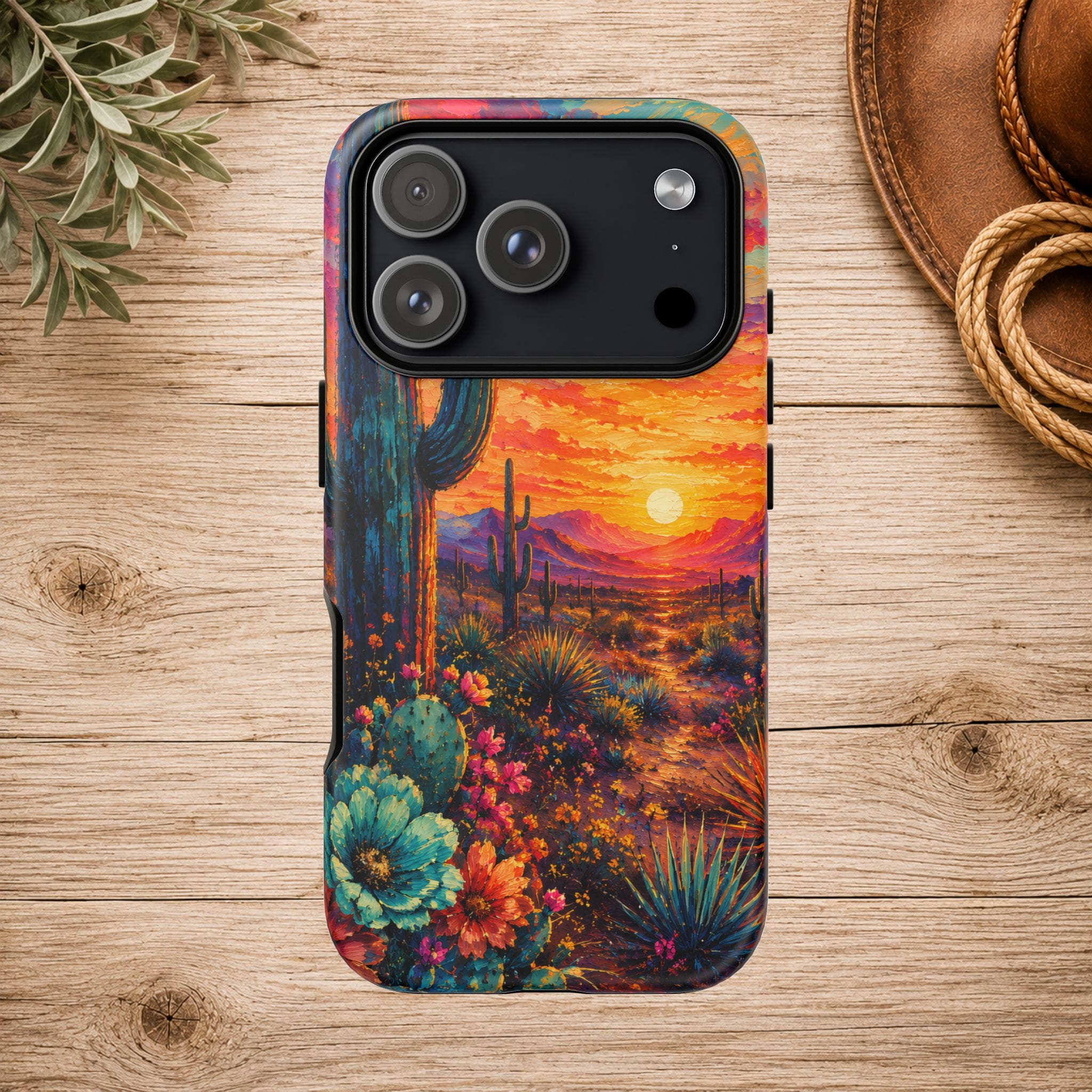 Desert Sunset Bloom Western Phone Case