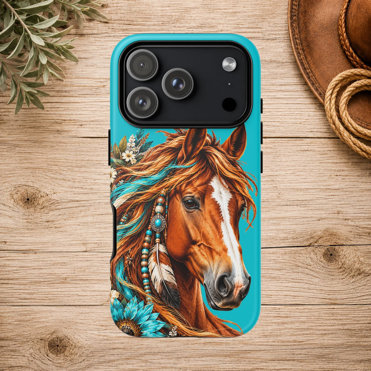 Turquoise Sunflower Horse Phone Case