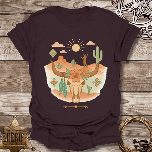 Softstyle Unisex Desert Cow Skull  Tee for Nature Lovers