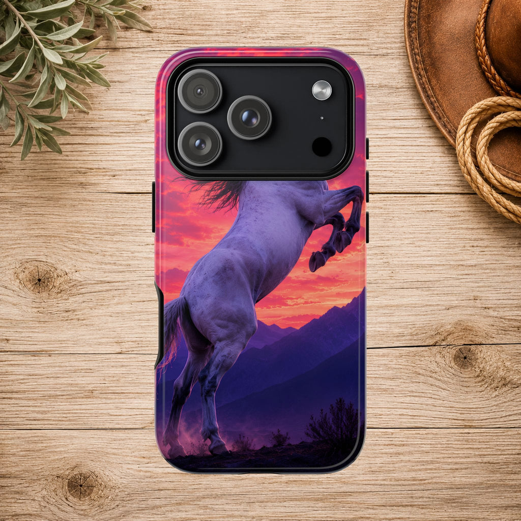 Rearing White Horse Sunset Phone Case