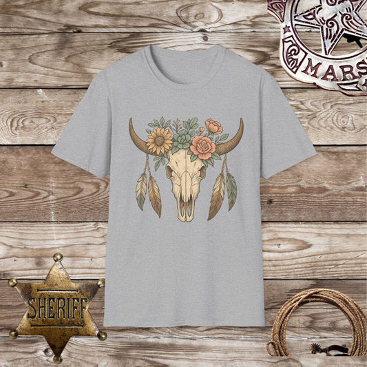 Boho Floral Skull T-Shirt