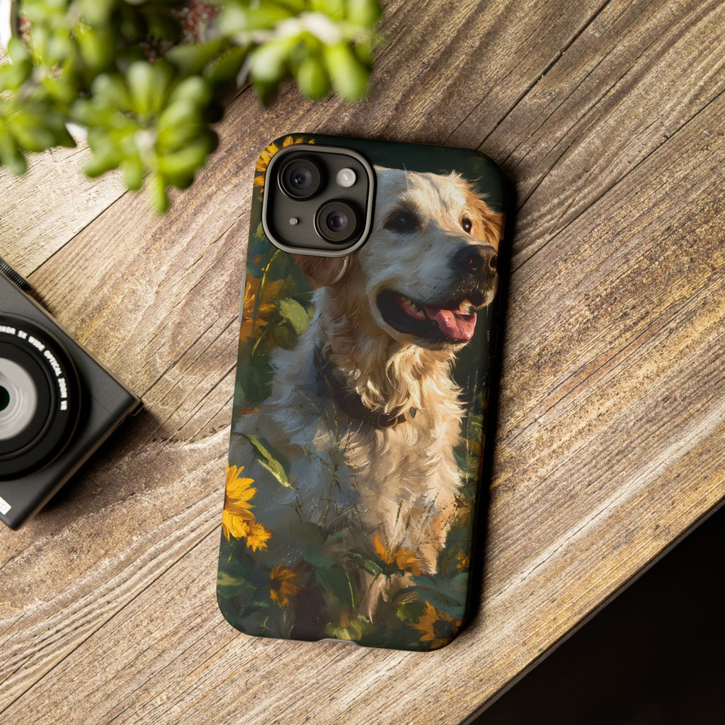 Golden Retriever Sunflower Phone Case