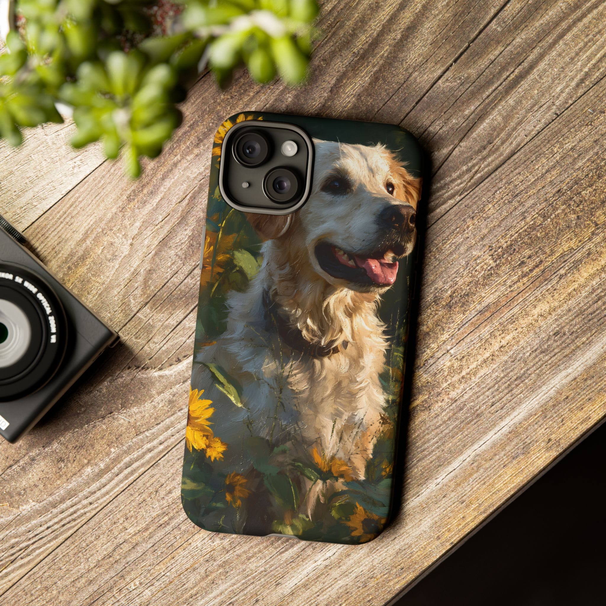 Golden Retriever Sunflower Phone Case